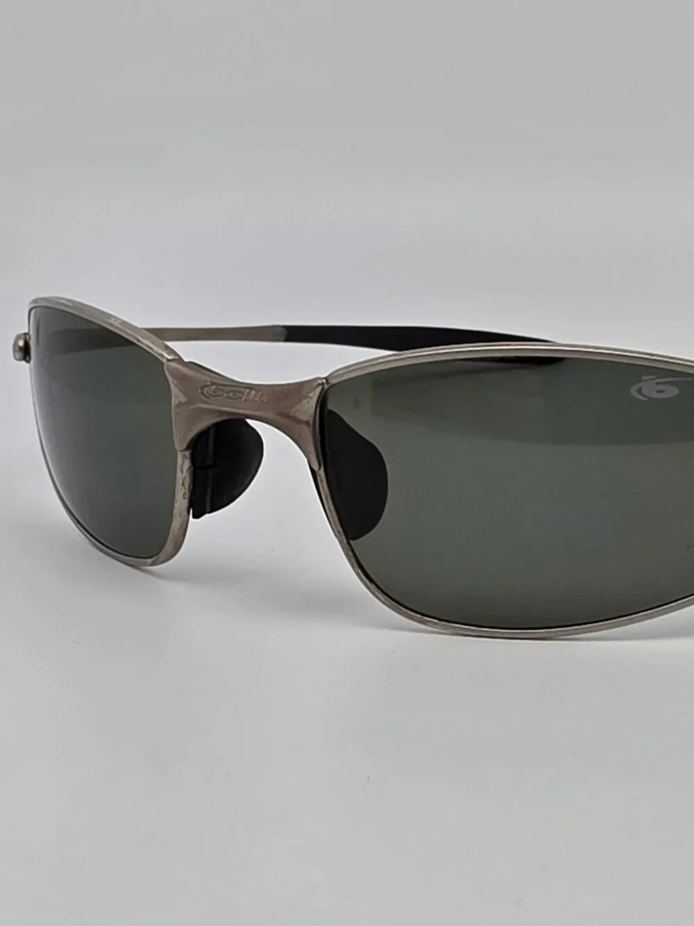 Bolle Meanstreak 3 917 272 095 Satin Silver Frame Polarized Green Sunglasses